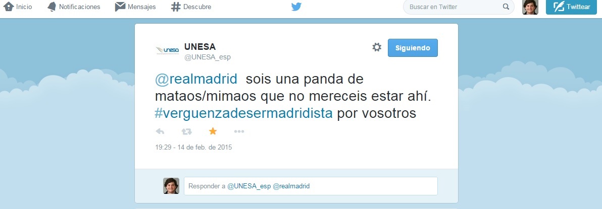 Hackean la cuenta de Twitter de Unesa con un 'tweet' contra el Real Madrid