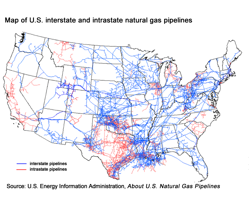 La impresionante maraña de gasoductos de EEUU