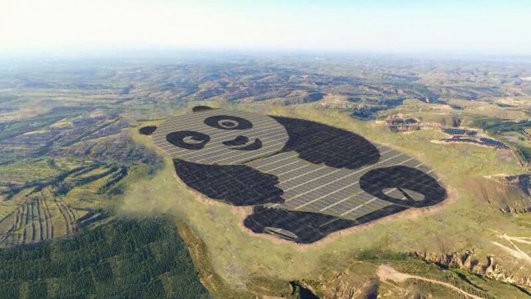 China inaugura una planta de energía solar con forma de oso panda