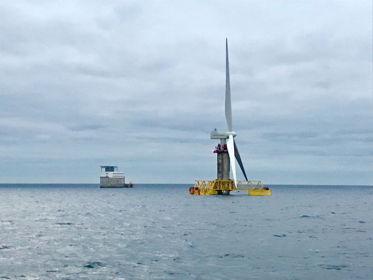 El primer aerogenerador 'offshore' de España entra en operación: es la primera vez que la eólica marina inyecta energía a la red eléctrica