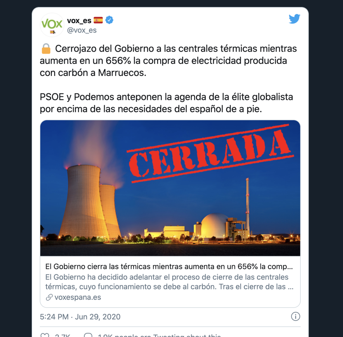 Desmontando un 'bulo' de Vox sobre el cierre de las térmicas de carbón y la compra de energía a Marruecos