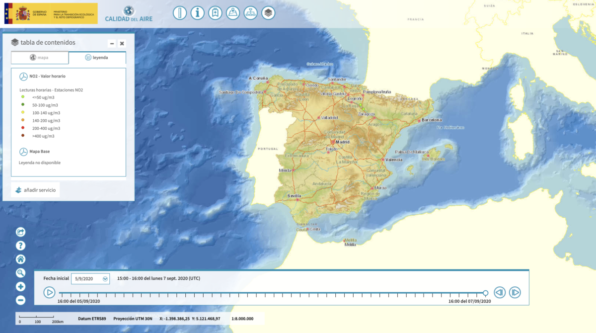 El Gobierno lanza un mapa interactivo para comprobar en tiempo real la calidad del aire de 506 estaciones en toda España