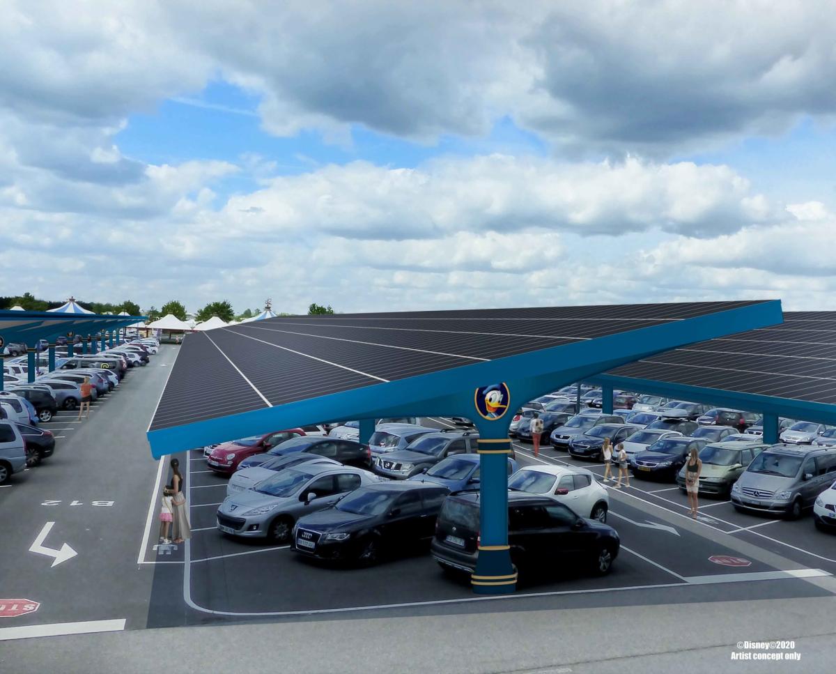 Disneyland París construye en su parking una de las mayores plantas fotovoltaicas que da sombra de Europa