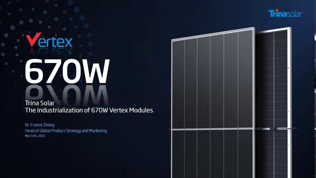 Trina Solar lanza un panel solar de 670W con una eficiencia de hasta el 21,6%    