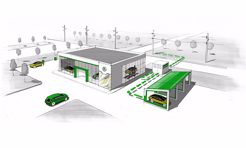 Skoda reutiliza las baterías de sus vehículos eléctricos para almacenar energía en sus concesionarios