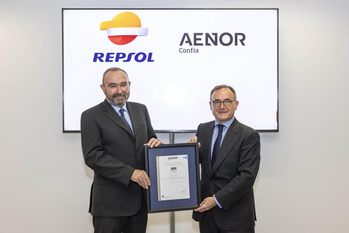 Repsol recibe el certificado de Aenor por su estrategia de economía circular