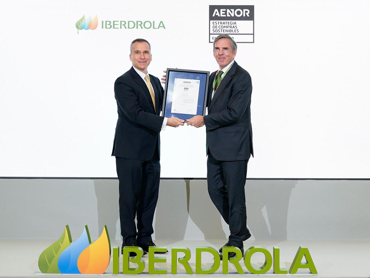 Iberdrola, primera compañía que obtiene el certificado de Estrategia de Compras Sostenibles de Aenor