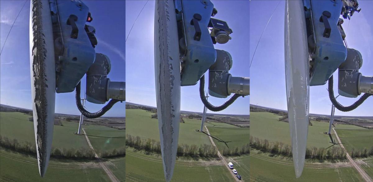 Las reparaciones de palas de aerogeneradores se rentabilizan en seis meses gracias a estos robots