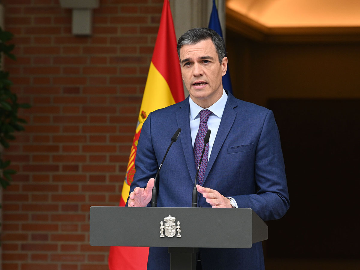 El presidente del Gobierno comparece para anunciar la convocatoria de elecciones generales. FOTO: Pool Moncloa/Borja Puig de la Bellacasa. La Moncloa