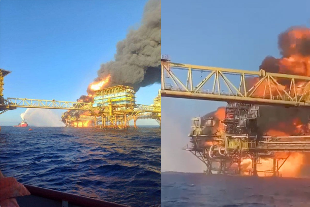 Al menos dos muertos y un desaparecido en el incendio de una plataforma de Pemex en el Golfo de México