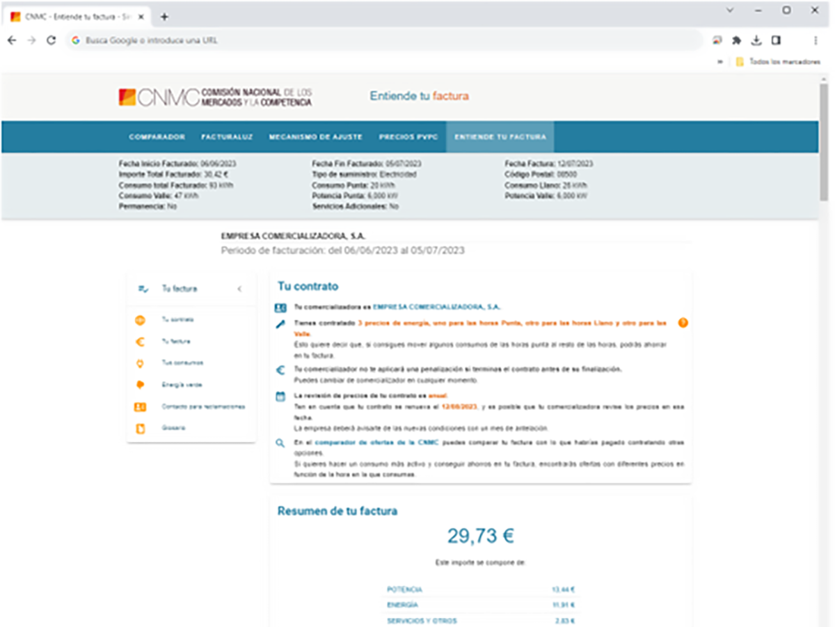 La CNMC lanza una herramienta para ayudar a los consumidores a entender el recibo de la luz