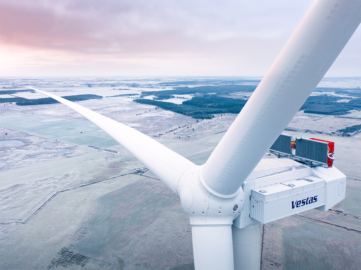 Aerogenerador marino de 15MW de Vestas en el centro de pruebas de eólica marina de Østerild, en Dinamarca. FOTO: Vestas