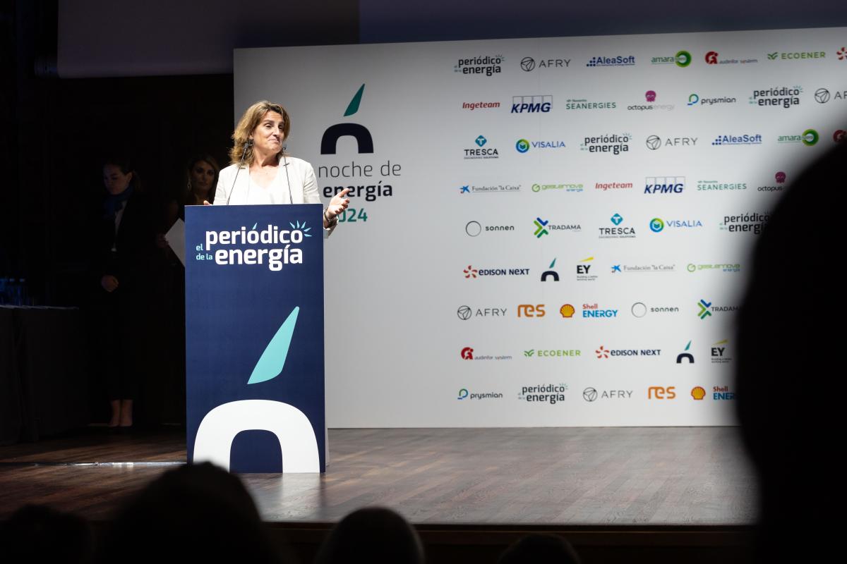 La ministra para la Transición Ecológica y el Reto Demográfico (Miteco), Teresa Ribera, en los Premios de El Periódico de la Energía. 