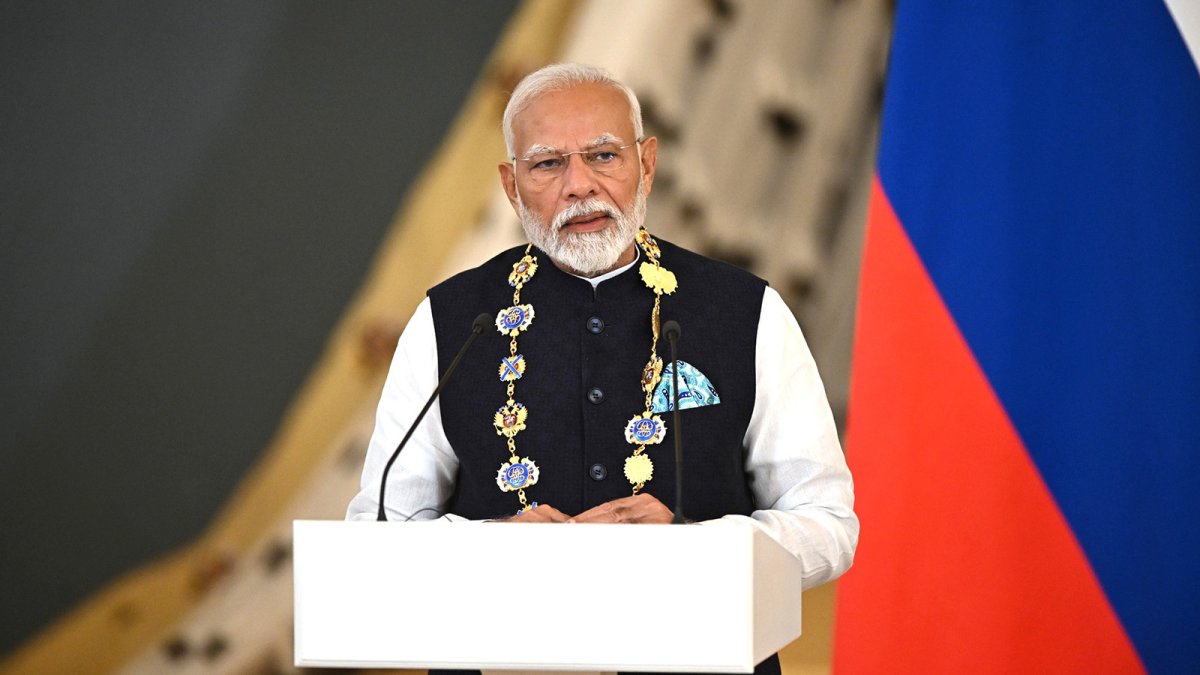 El primer ministro de la India Narendra Modi, en su viaje a Rusia. 
