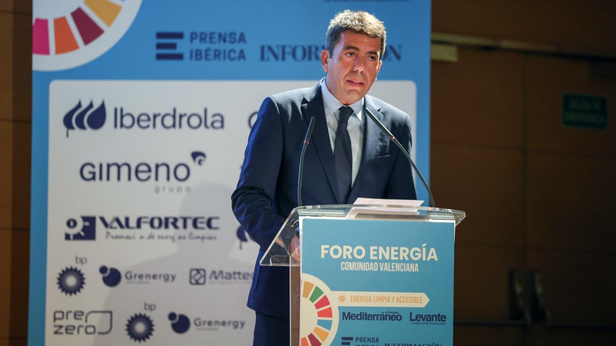 El presidente de la Generalitat Valenciana, Carlos Mazón, en el Foro de Energía en la Comunidad Valenciana.