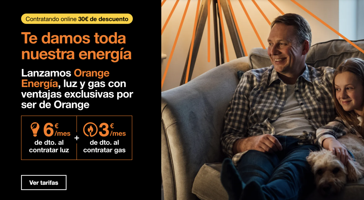 Orange lanza una tarifa de luz y gas con descuentos de hasta 9 euros para sus clientes de telefonía