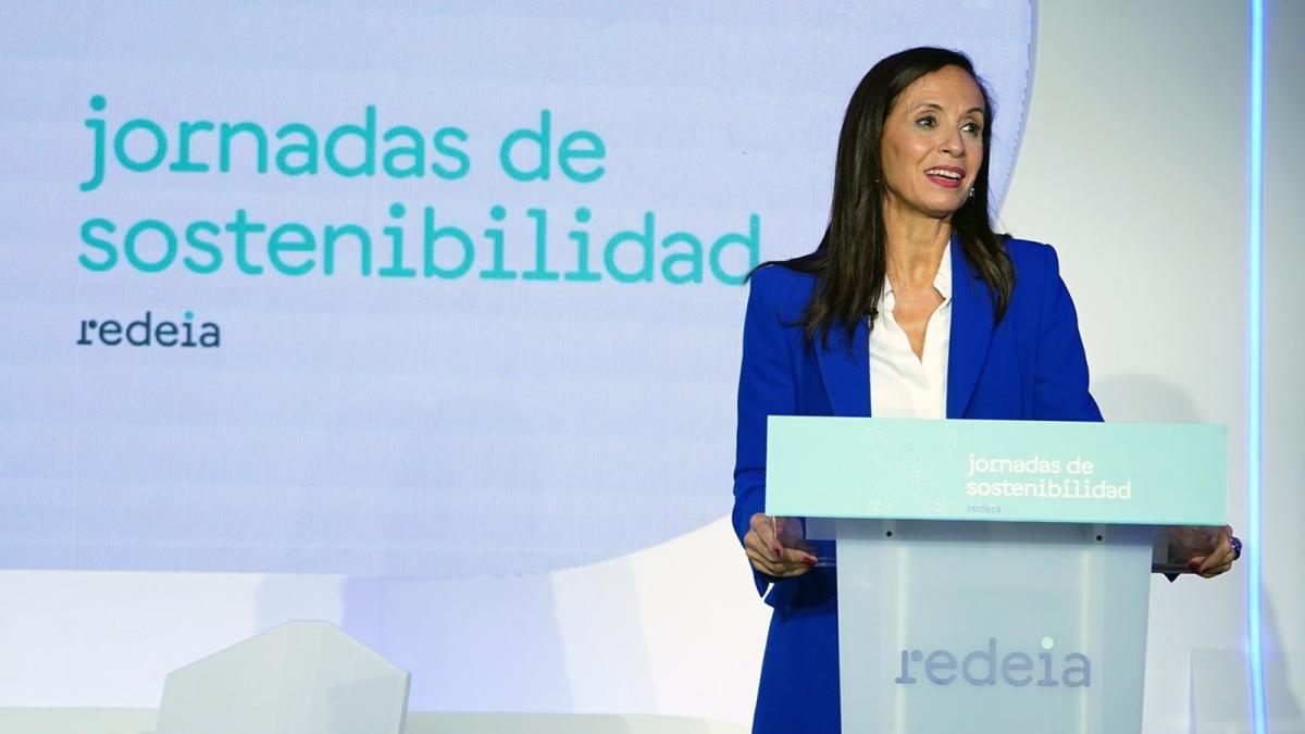 La presidenta de Redeia, Beatriz Corredor, en las jornadas de sostenibilidad organizadas por el grupo.