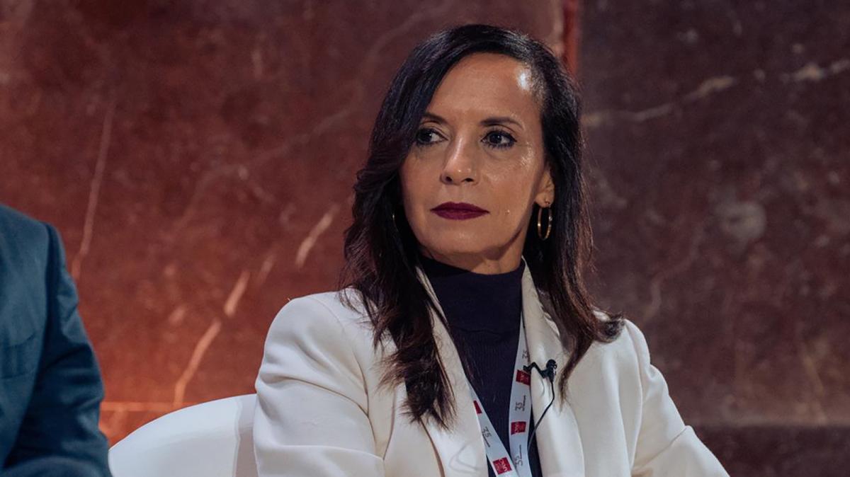 La presidenta de Redeia, Beatriz Corredor, durante el acto de la CNMV para celebrar su 35º aniversario.