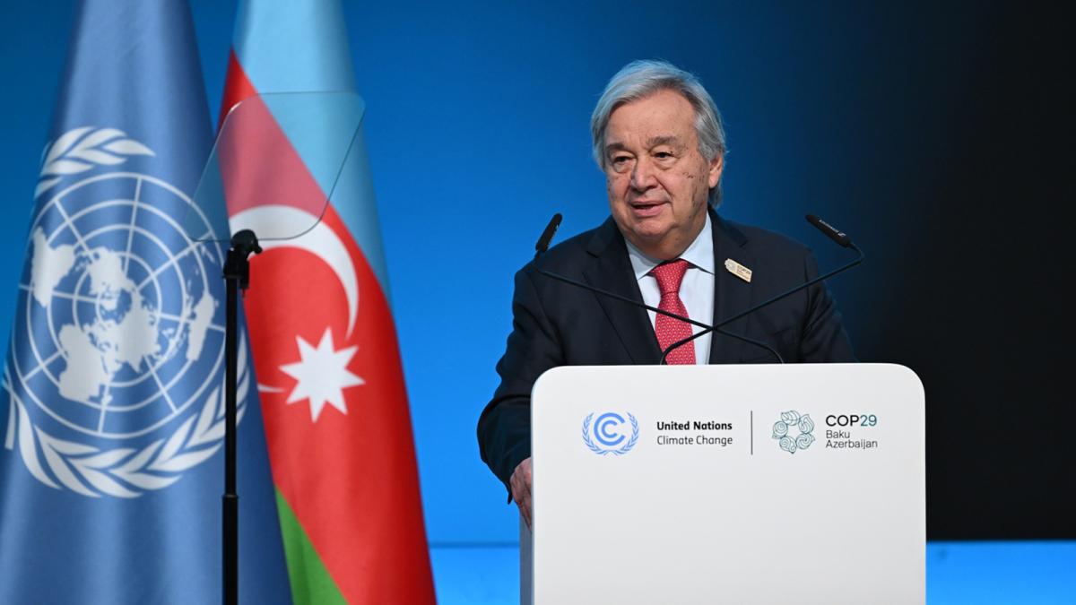 El secretario general de Naciones Unidas, António Guterres, en la COP29.