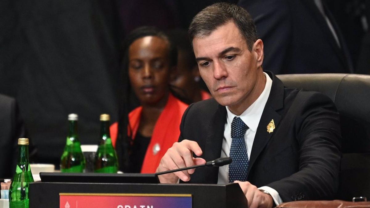 El presidente del Gobierno, Pedro Sánchez, durante la primera jornada del G20. 