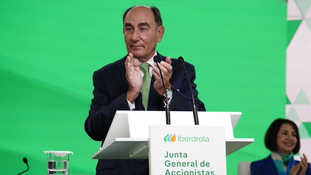 El presidente de Iberdrola, Ignacio Galán, en la Junta de Accionistas en Bilbao.