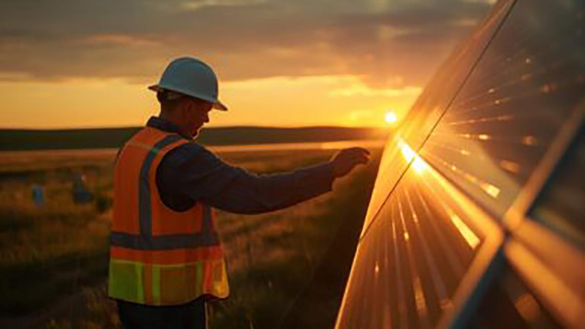 Trabajador de Zelestra en una planta fotovoltaica.