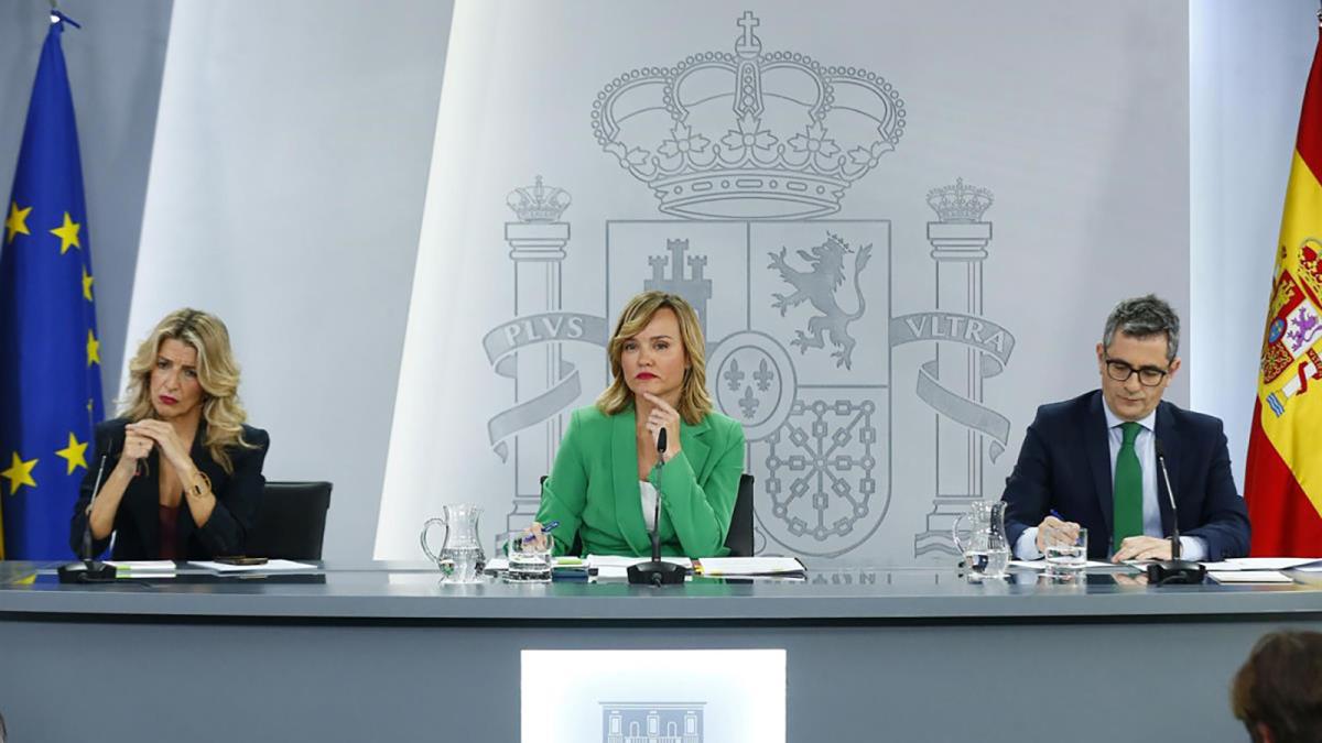 Yolanda Díaz,  Pilar Alegría y Félix Bolaños.