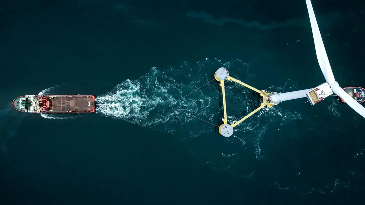 Plataforma flotante de Windfloat en el Atlántico frente a las costas de Portugal.