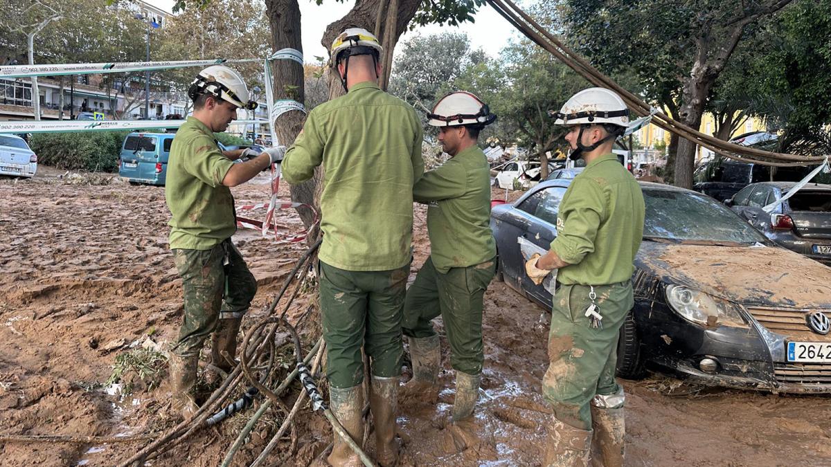 Personal de Iberdrola trabaja en reparaciones en la zona afectada por la DANA.