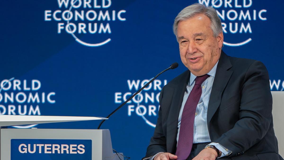 El secretario general de la ONU, António Guterres, en el Foro de Davos.