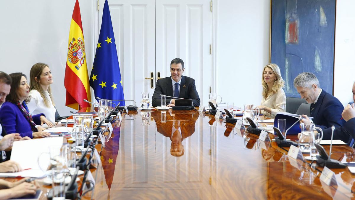 El presidente del Gobierno, Pedro Sánchez, durante la reunión del Consejo de Seguridad Nacional que se ha celebrado en la Moncloa.