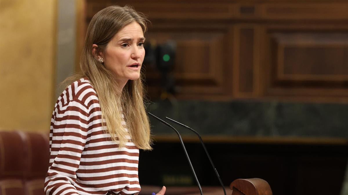 La vicepresidenta tercera y ministra para la Transición Ecológica, Sara Aagesen, interviene durante una sesión plenaria.
