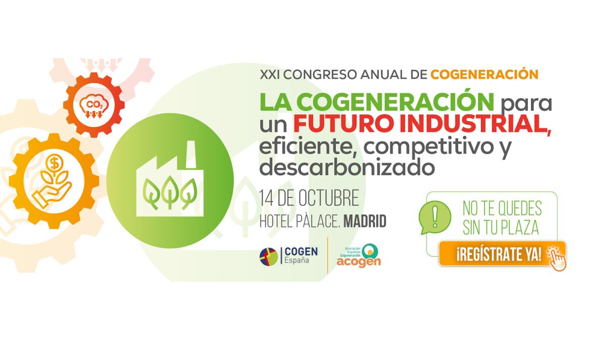 El sector de la cogeneración celebrará su Congreso Anual en Madrid el próximo 14 de octubre
