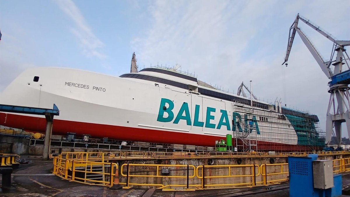 Baleària botará su tercer 'fast ferry' a gas natural Mercedes Pinto el 19 de septiembre desde Gijón
