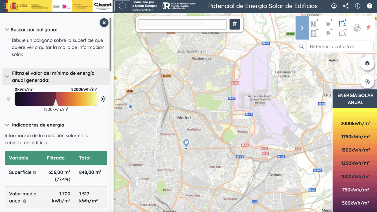 Transportes lanza una nueva web para calcular el potencial solar de edificios en España