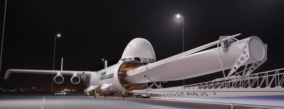 WindRunner, el avión más grande del mundo con el que Radia quiere transportar palas de turbinas eólicas 