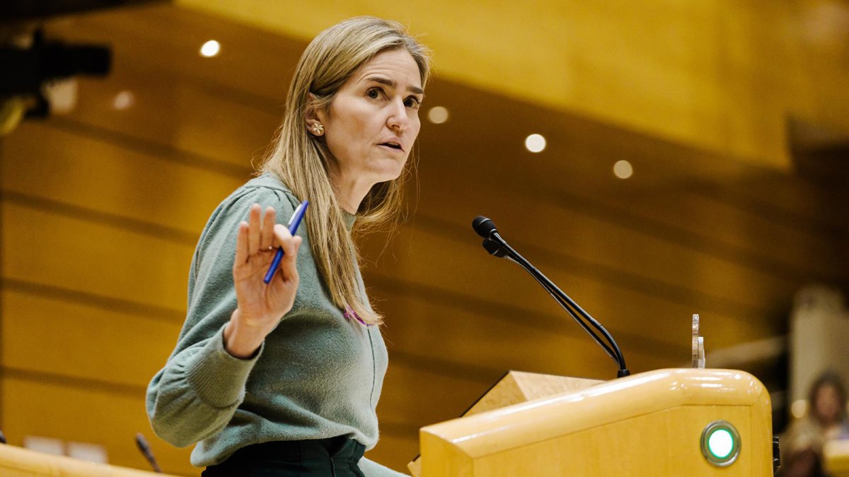 La vicepresidenta tercera y ministra para la Transición Ecológica y Reto Demográfico, Sara Aagesen, interviene durante una sesión plenaria en el Senado.