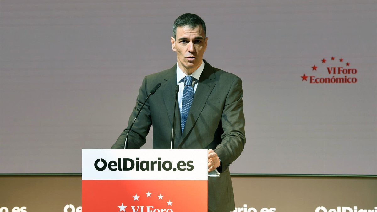 El presidente del Gobierno, Pedro sánchez, durante la VI edición del Foro Económico de elDiario.es.