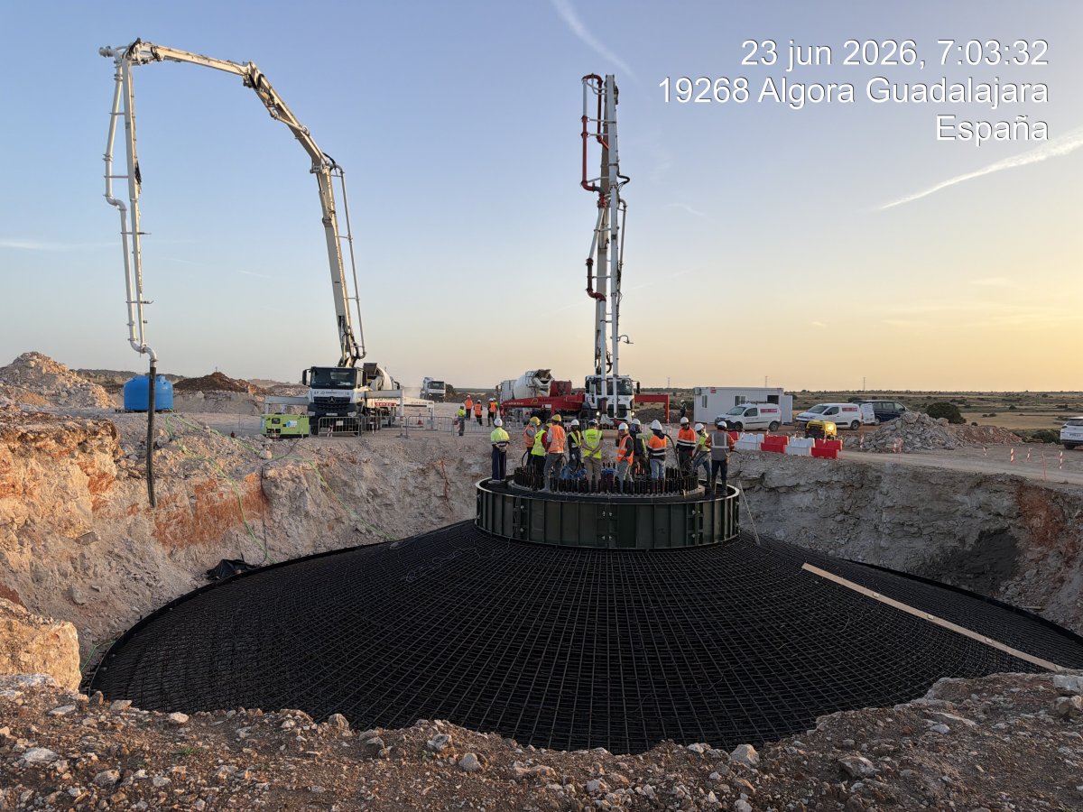 Gestacur inicia la ejecución de los hormigonados de las cimentaciones en el parque eólico El Castillar en Algora (Guadalajara)