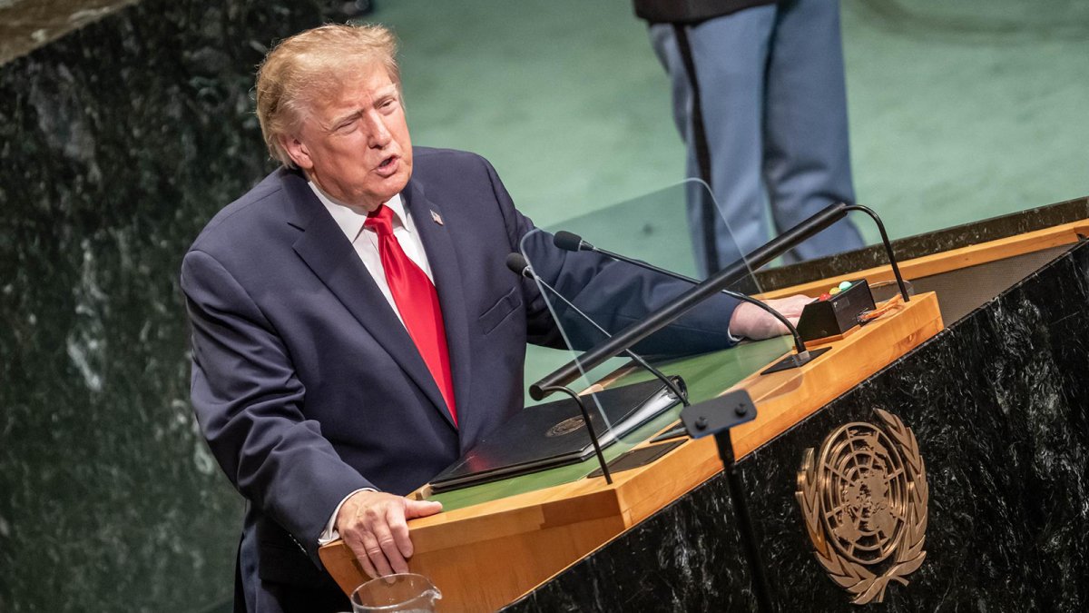 El presidente de EEUU, Donald Trump, hablando en la Asamblea General de la ONU.
