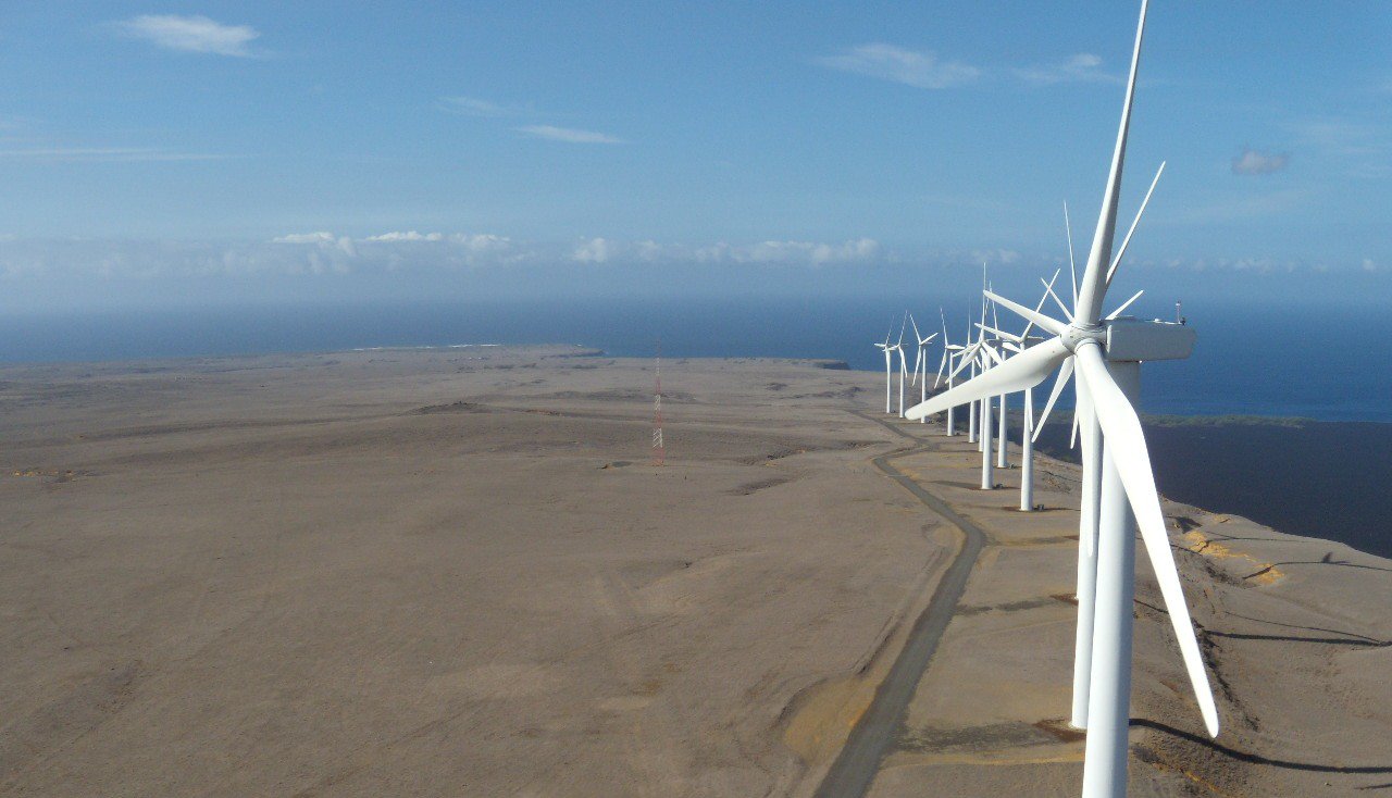 Parque eólico de Pakini Nui de la empresa Tawhiri en las islas Hawai. 