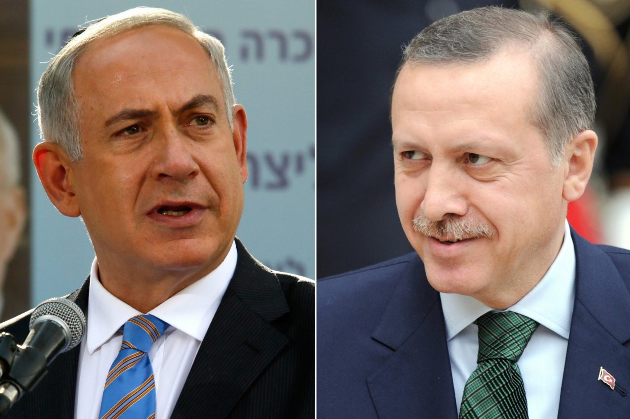 El primer ministro de Israel, Benjamín Netanyahu, y el presidente de Turquía, Recep Tayyip Erdoğan