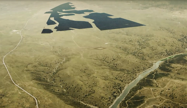 Recreación de lo que sería el parque fotovoltaico  Talasol Solar, en Talaván.