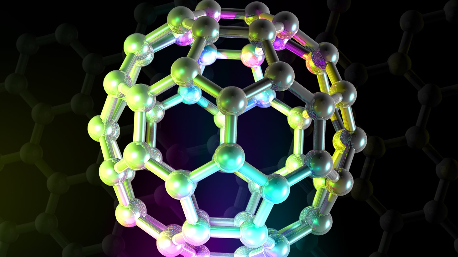 Estructura molecular del fullereno C60.