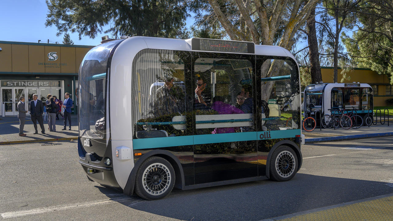 Two Olli self driving shuttles made their debut on the Sacramento State campus on Thursday, Feb.14, 2019 in Sacramento.