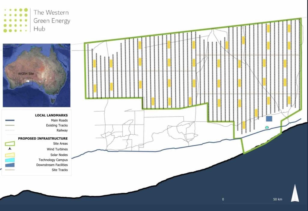 Plano de ubicación del Western Green Energy Hub.