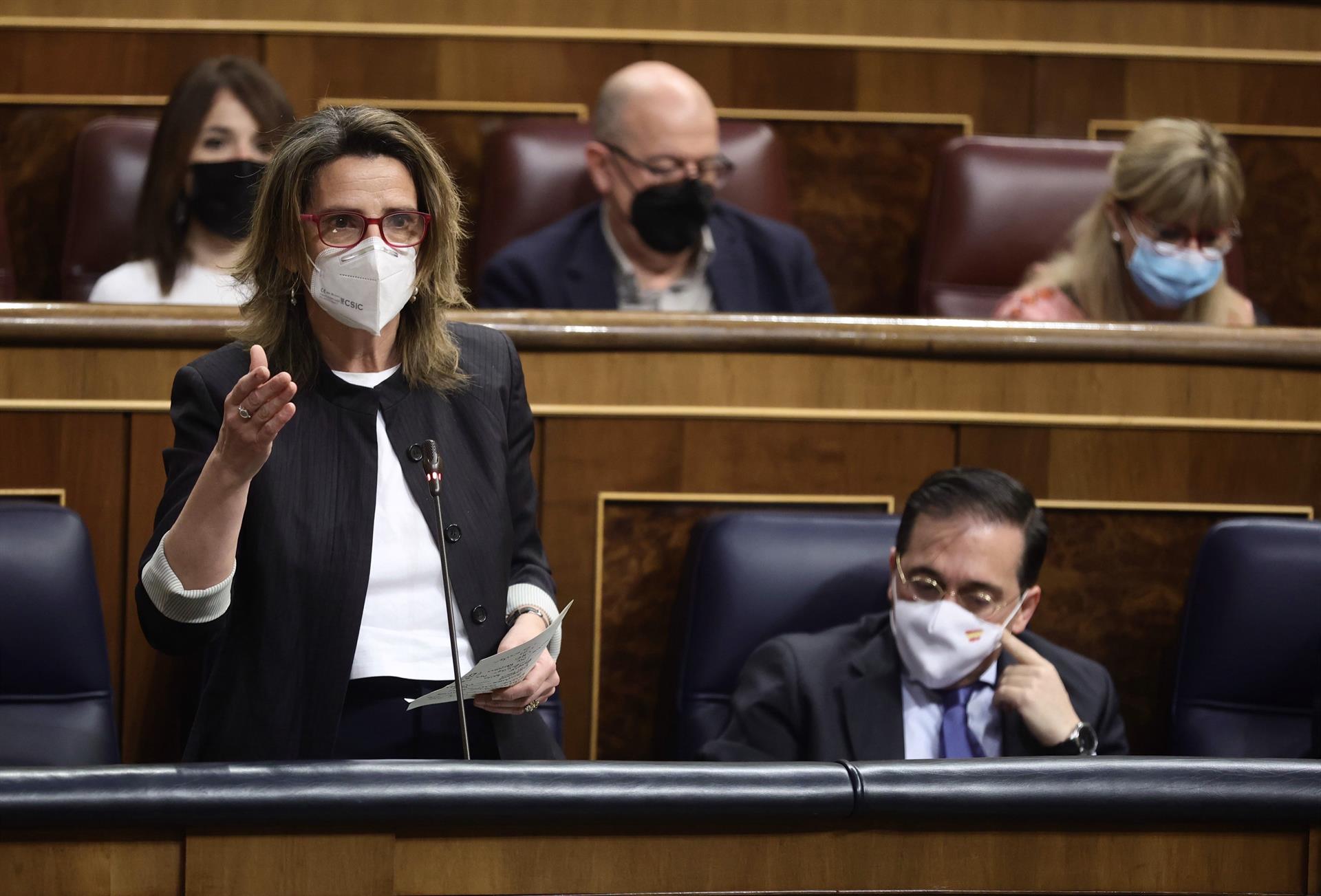 Teresa Ribera, interviene en una sesión plenaria, en el Congreso de los Diputados, a 6 de abril de 2022, en Madrid (España). La oposición pregunta hoy al Gobierno. FOTO: Eduardo Parra - Europa Press