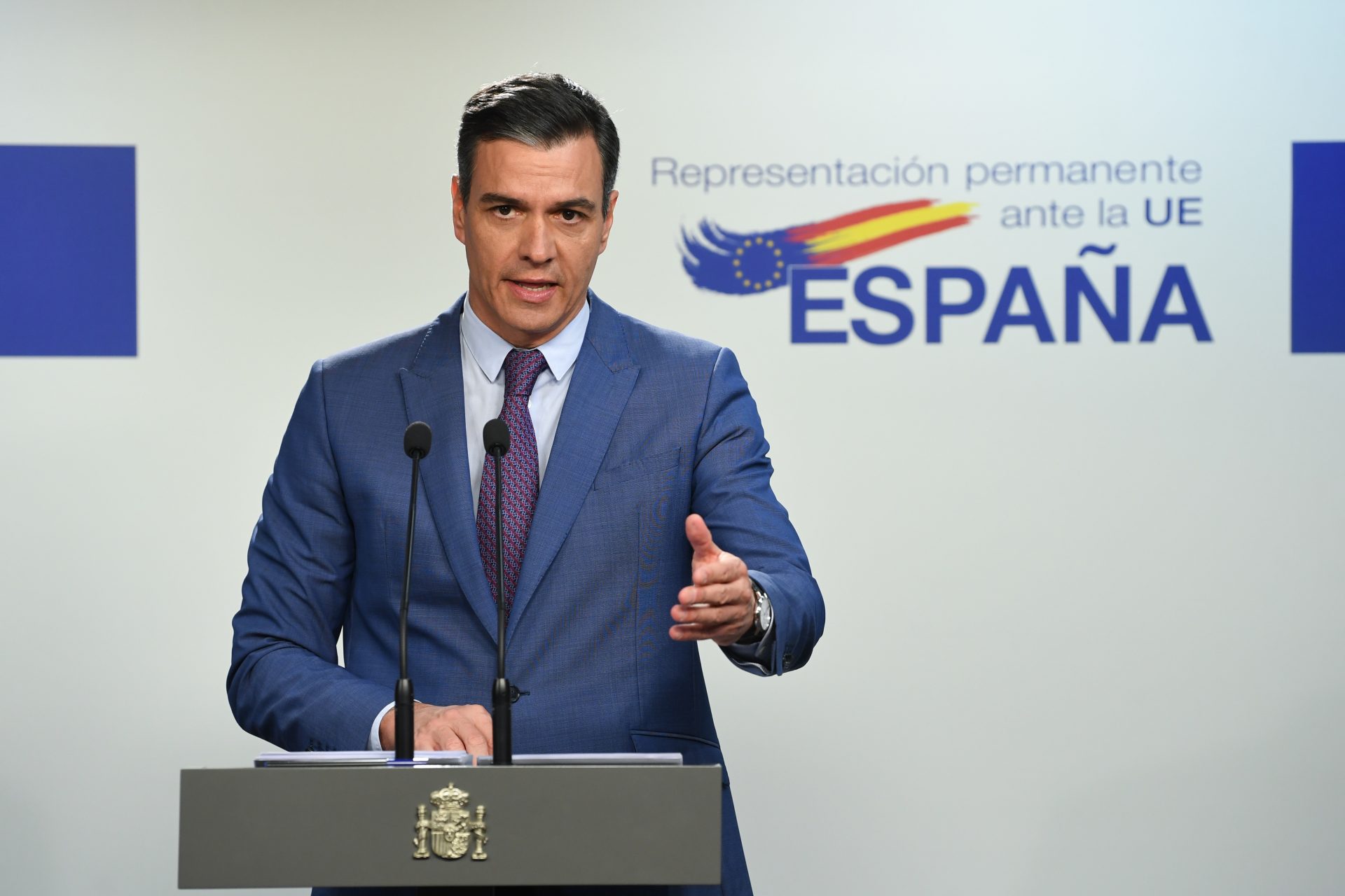 Pedro Sánchez en la rueda de prensa posterior al Consejo Europeo. FOTO: CE