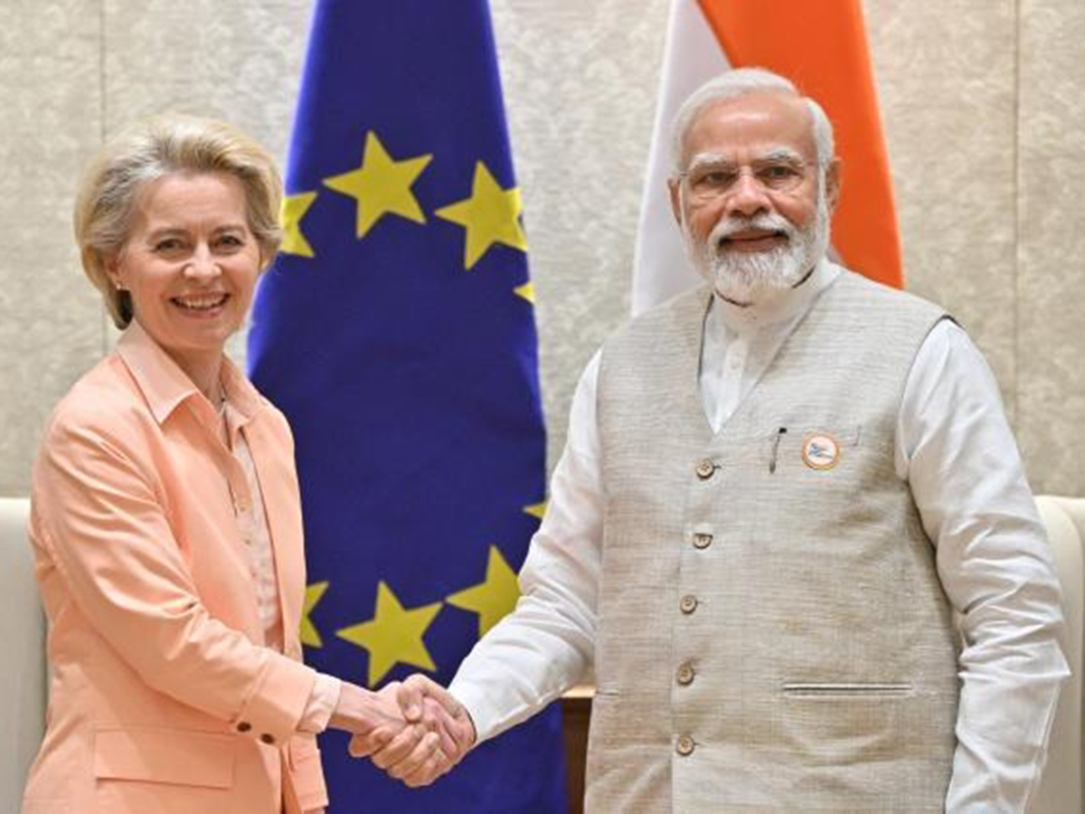 Ursula von der Leyen de la India Modi. FOTO: Comisión Europea