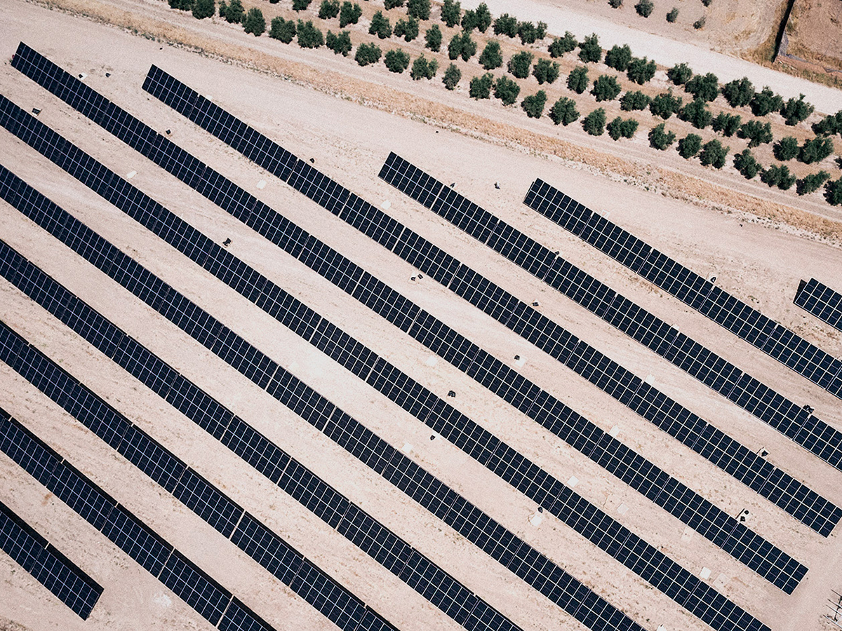 Imagen de un parque fotovoltaico de Cuerva tomada con dron. FOTO: Cuerva